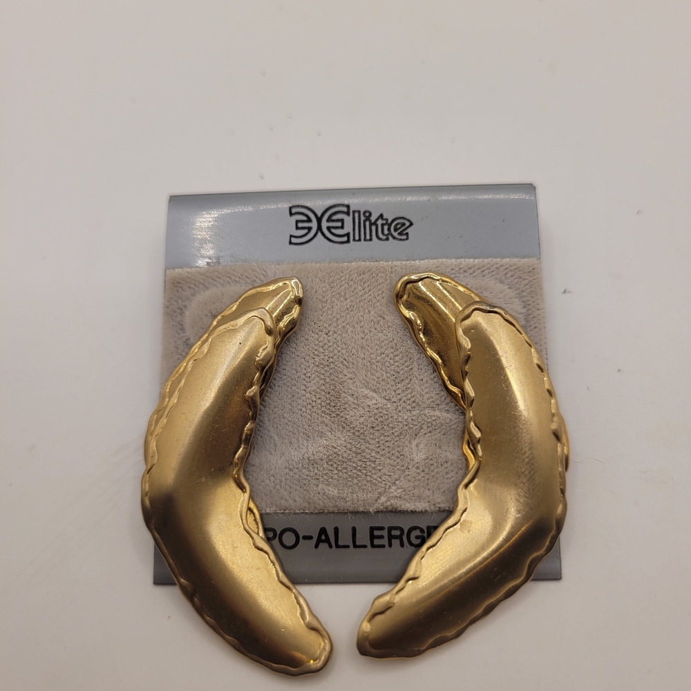 Gold Crescent Earrings by Elite